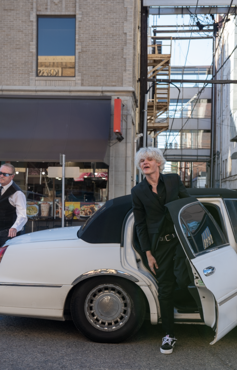 5.7.25 Senior Jacob Jewett steps out of the limo at the Billings Central Film Premiere. 